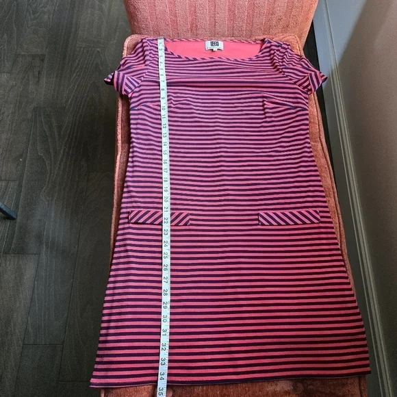 Laundry By Design Red & Navy Striped Short Sleeve Shift Dress Sz. S - Picture 8 of 10